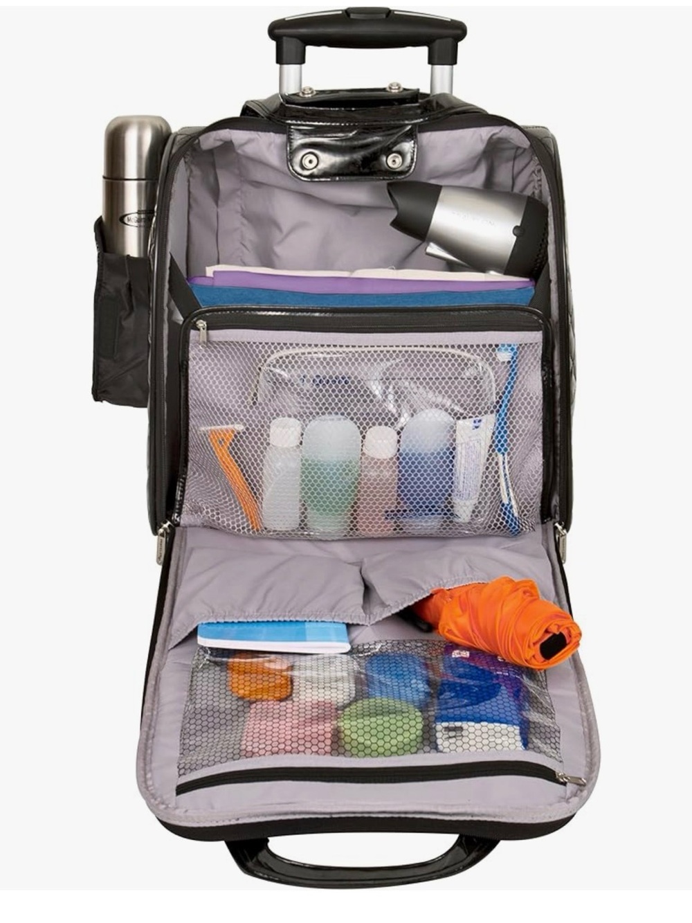 Travelon Quilted Wheeled Underseat Carry-On Bag in Black - Picture 2 of 7